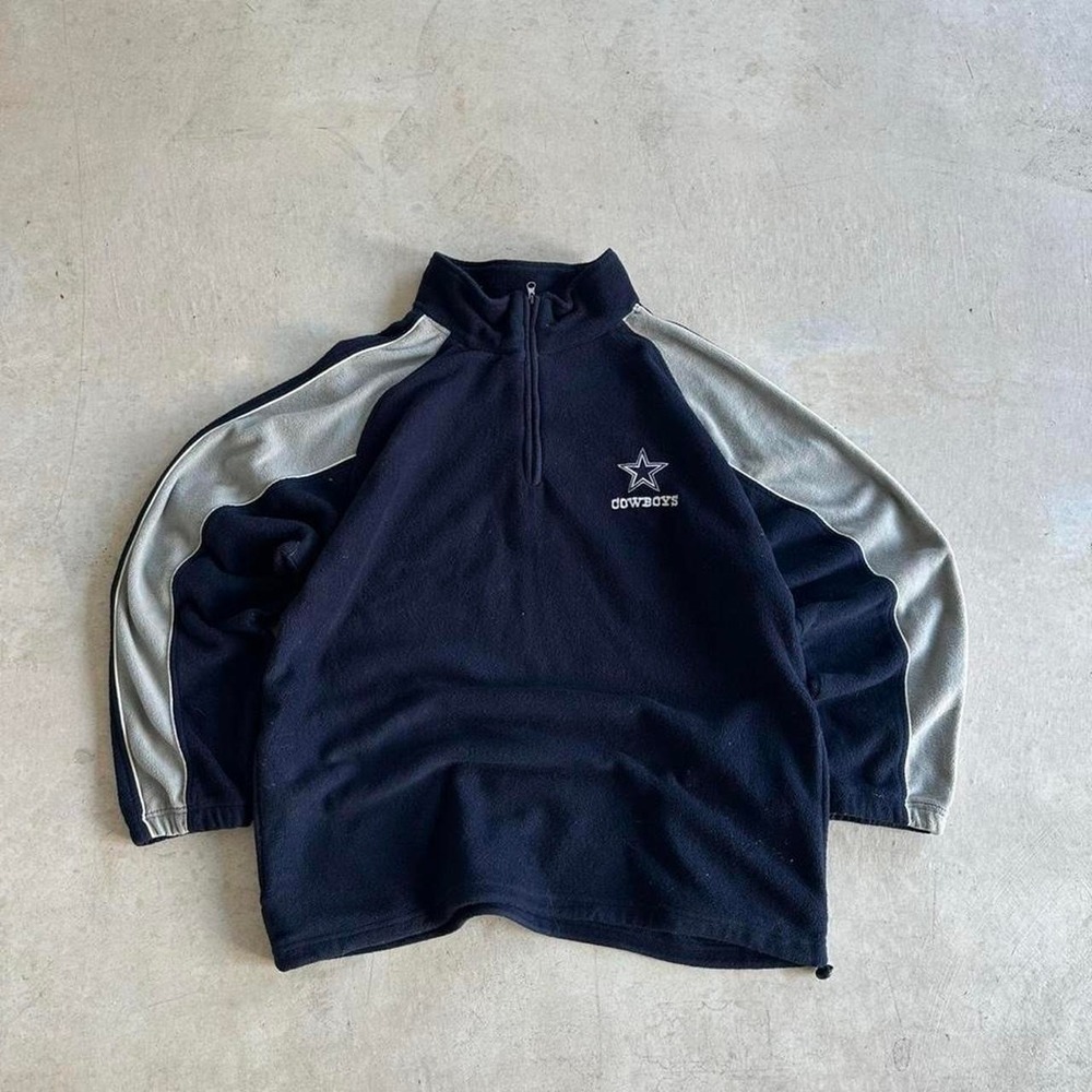 Vintage Dallas Cowboys NFL Quarter Zip Fleece Sweatshirt Size XL
